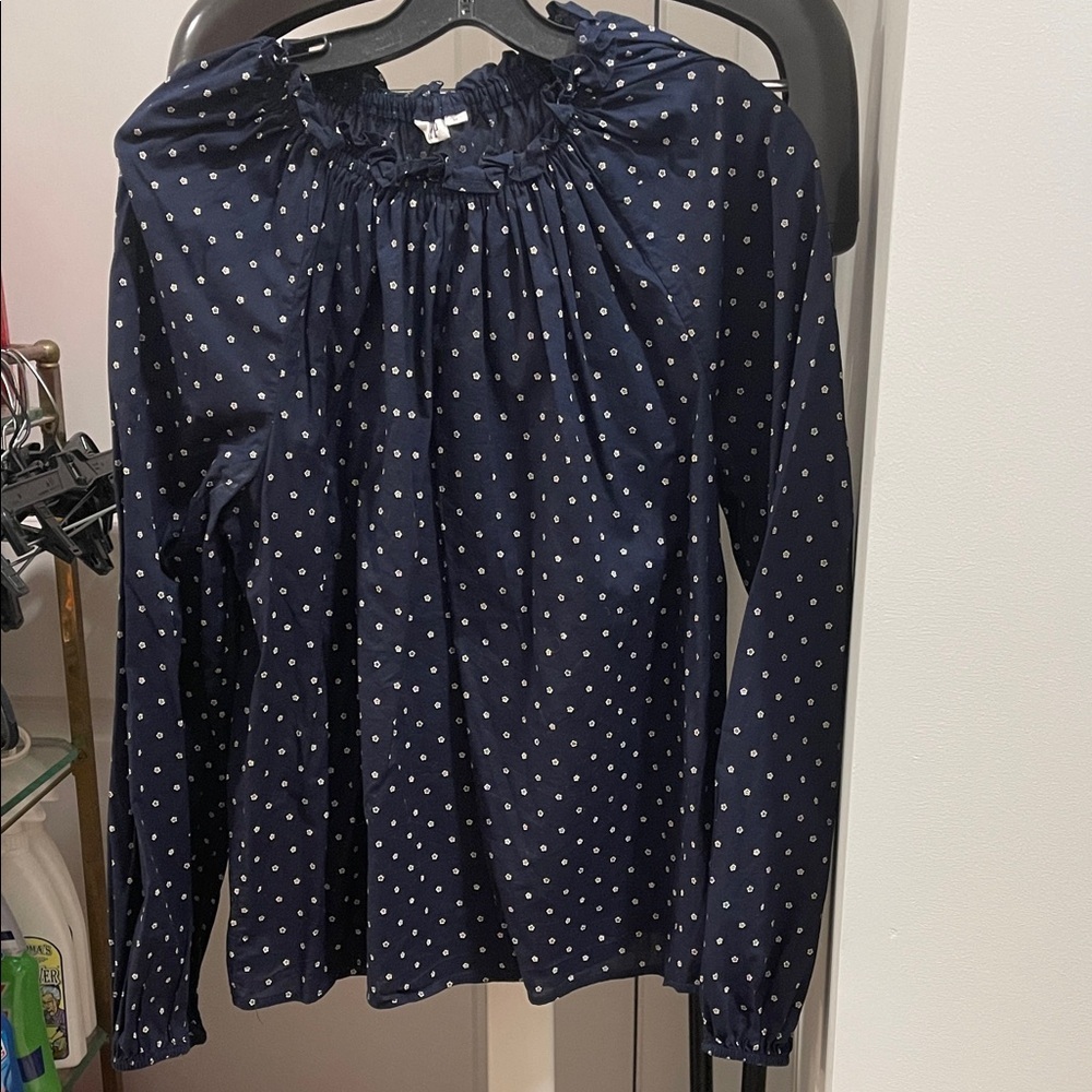 Gap Navy Polka Dot Top